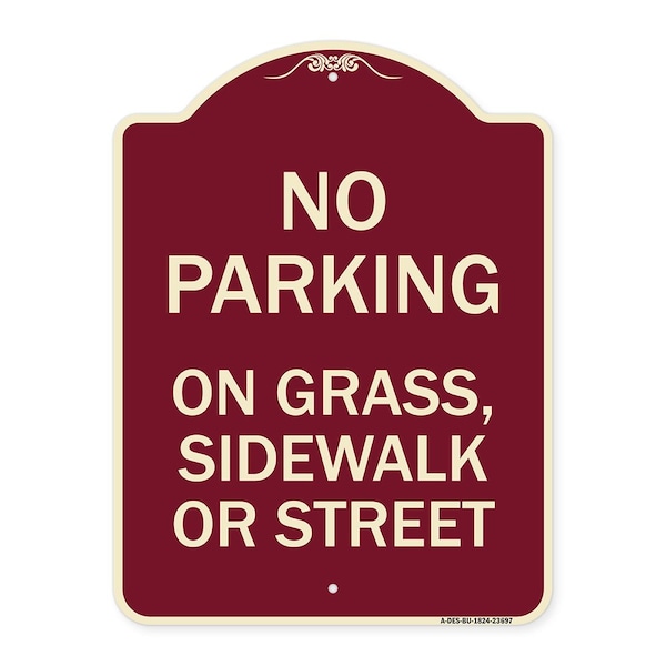 Signmission No Parking on Grass Sidewalk or Street Heavy-Gauge Aluminum Sign, 24" x 18", BU-1824-23697 A-DES-BU-1824-23697 - main